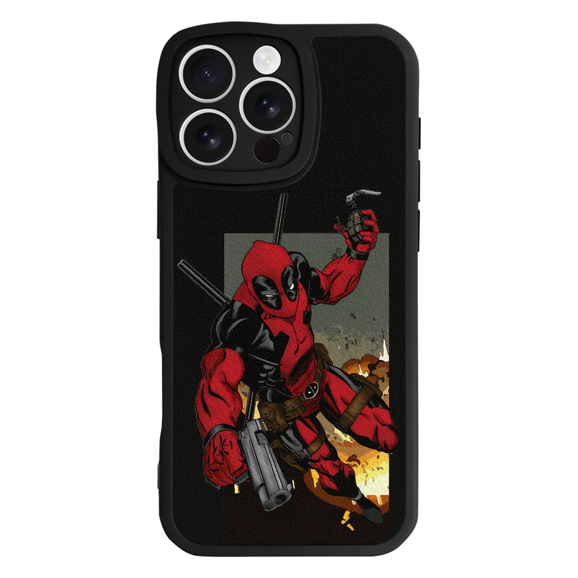 （画像用） Deadpool デッドプール 【iPhone 16シリーズ対応】シリコンスマホケース（レザー調） 材質：シリコン